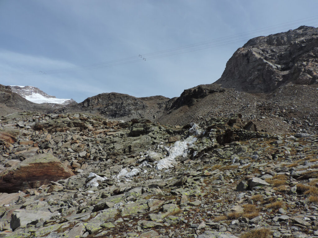 06. L'origine della mineralizzazione aurifera è suggerita dai filoni di quarzo che indicano una fratturazione del substrato sotto tensione per il movimento ascensionale del massiccio cristallino col circolazione e liberazione di fluidi silicei.